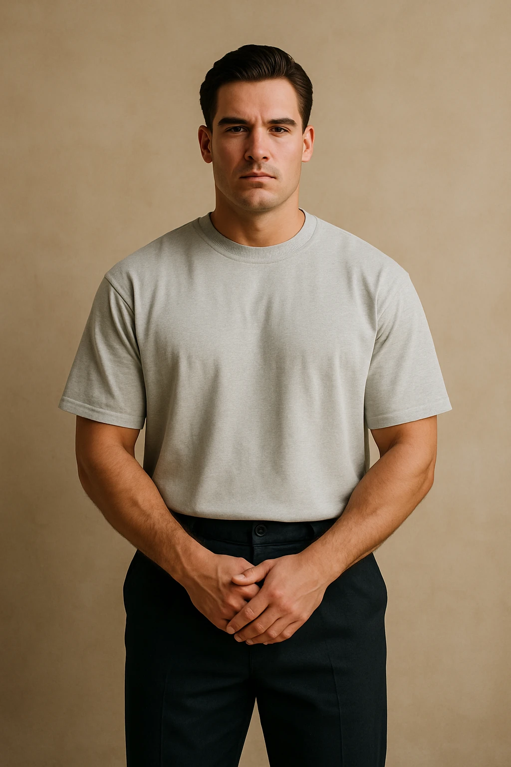Male fashion photoshoot in minimalist studio